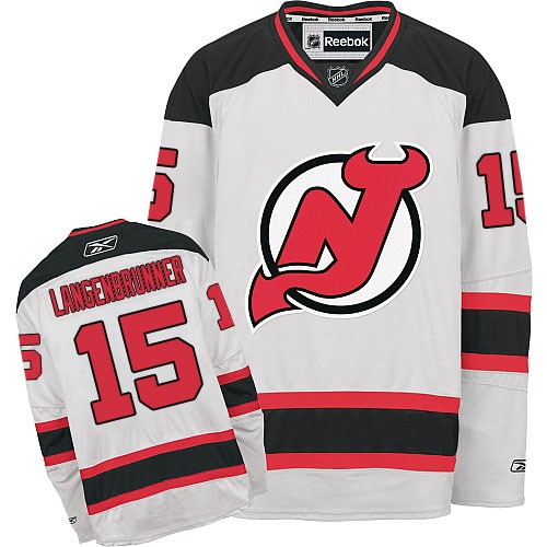 Reebok New Jersey Devils NO.15 Jamie Langenbrunner Men's Jersey (White Authentic Away) Reebok New Jersey Devils NO.15 Jamie Langenbrunner Men's Jersey (White Authentic Away)
