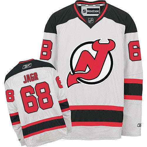 Reebok New Jersey Devils NO.68 Jaromir Jagr Men's Jersey (White Authentic Away) Reebok New Jersey Devils NO.68 Jaromir Jagr Men's Jersey (White Authentic Away)