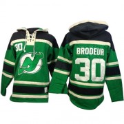 Old Time Hockey New Jersey Devils NO.30 Martin Brodeur Men's Jersey (Green Authentic St. Patrick's Day McNary Lace Hoodie)