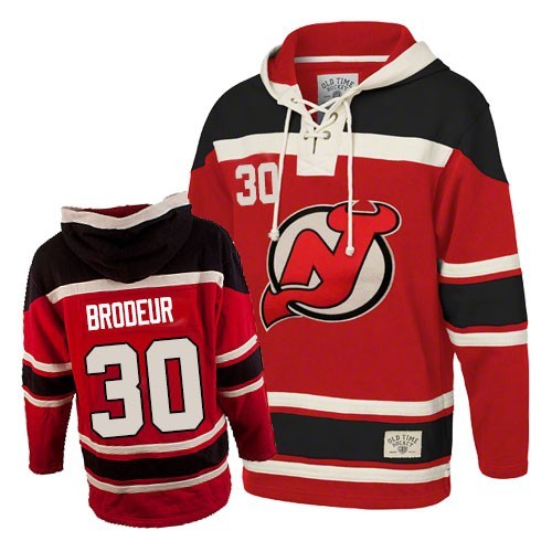 Old Time Hockey New Jersey Devils NO.30 Martin Brodeur Men's Jersey (Red Authentic Sawyer Hooded Sweatshirt) Old Time Hockey New Jersey Devils NO.30 Martin Brodeur Men's Jersey (Red Authentic Sawyer Hooded Sweatshirt)