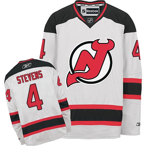 Reebok New Jersey Devils NO.4 Scott Stevens Men's Jersey (White Authentic Away)